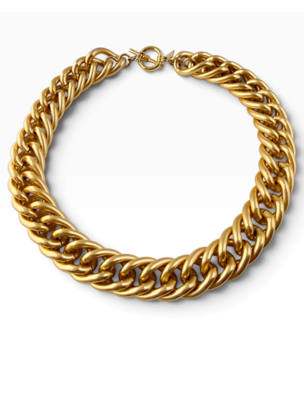 Vintage Anne Klein Chunky Curb Link Chain Collar Necklace Matte Goldtone